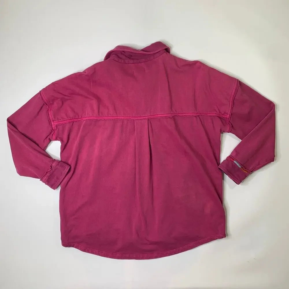 Sundance Shirt Jacket Womens PXL Thick Washed Cotton Raspberry Snap Boho Shacket